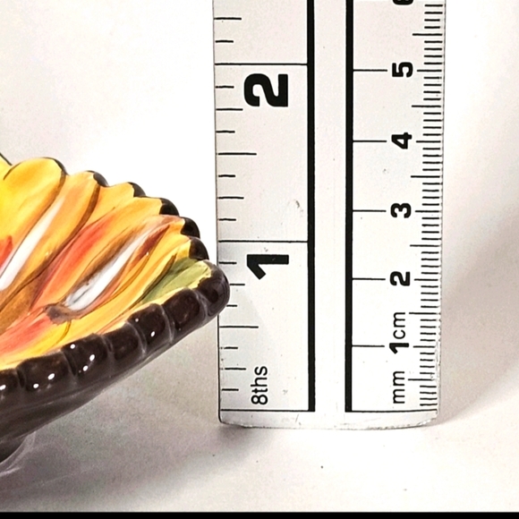 4 Clay Art Tuscan Yellow Sunflower Hand Painted Small Dipping Snack Plates - Picture 6 of 9